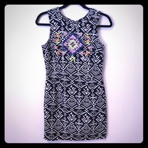 Aztec print dress with fun embroidery!
